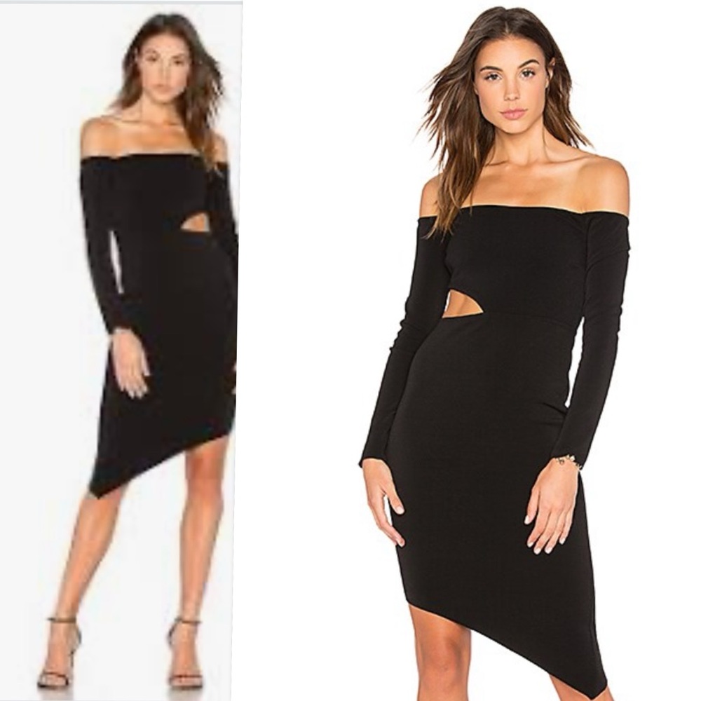 Bec & Bridge Salt Cold Shoulder Fitted Cut Away Dress In Dark Navy Size 4